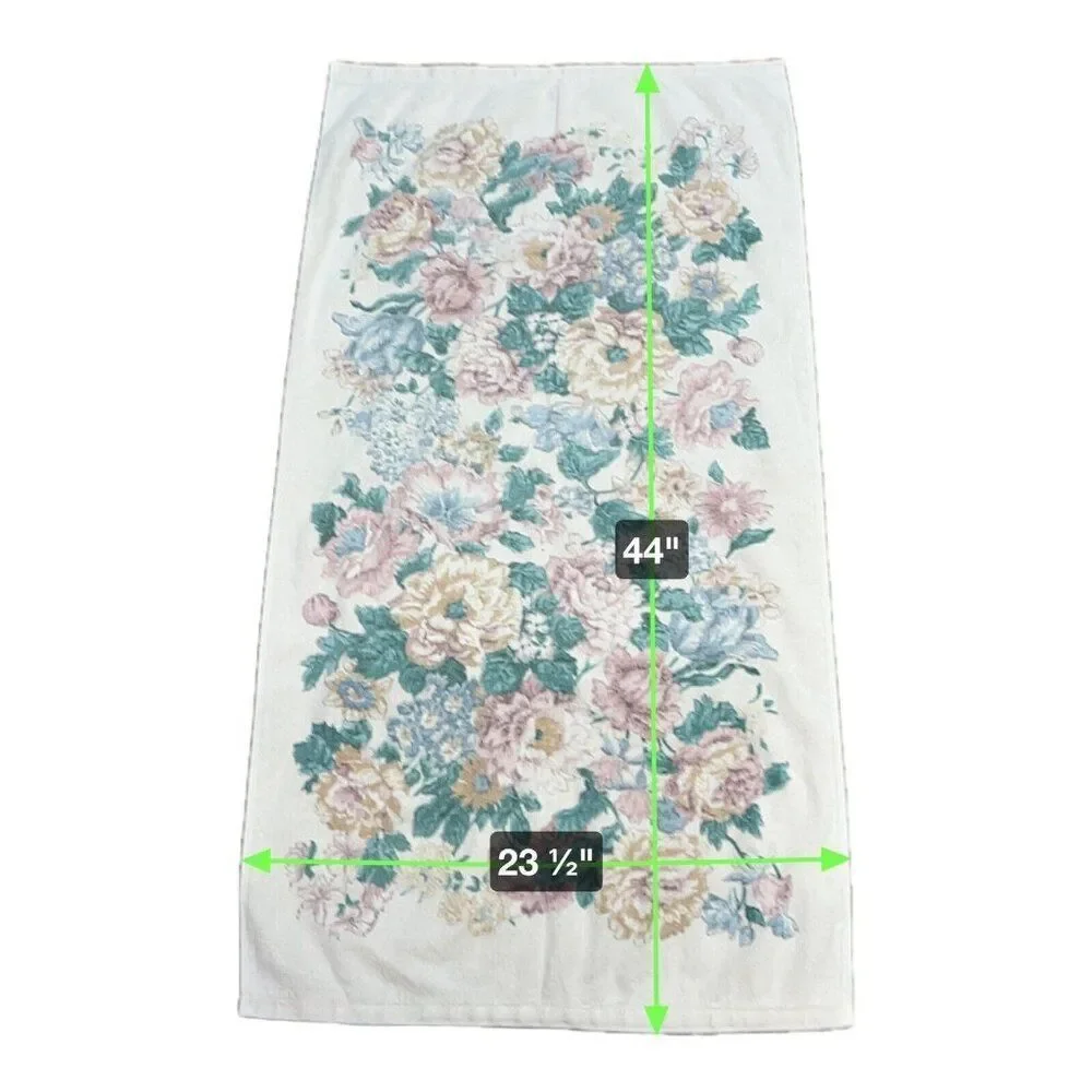 Floral Retro Classic Traditions Pink Yellow Flowers Bath Towel Set Of 3 23”x44”